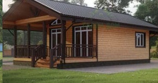 Проект одноэтажного дома из бруса с террасой - Строительство в Салехарде от Строй-Слх от 136240 руб.